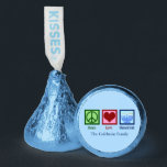 Peace Love Hanukkah Cute Custom Party Hershey®'s Kisses®<br><div class="desc">Peace Love Hanukkah Hershey's Kisses for a Chanukah party. A pretty peace sign,  heart,  and a beautiful menorah on a cute blue holiday candy favor.</div>