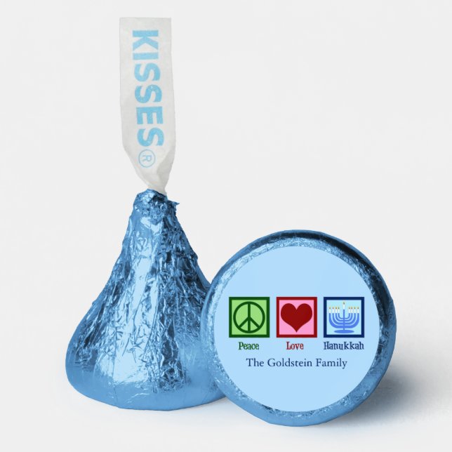 Peace Love Hanukkah Cute Custom Party Hershey®'s Kisses® (Front)