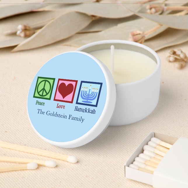 Peace Love Hanukkah Cute Custom Party Mini Candle Favors (Insitu)