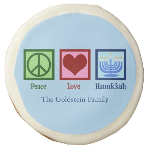Peace Love Hanukkah Cute Custom Party Sugar Cookie