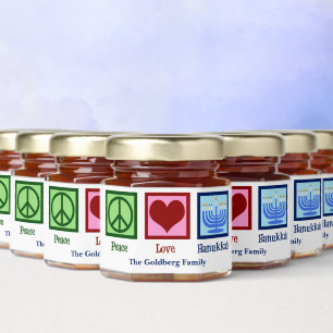 Peace Love Hanukkah Cute Customized Honey Jar Favors