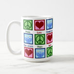 Peace Love Hanukkah Cute Menorah Pattern Coffee Mug<br><div class="desc">Peace Love Hanukkah mug gift for a Jewish person who likes to celebrate Chanukah. A pretty peace sign,  heart,  and a beautiful menorah in a cute pattern.</div>