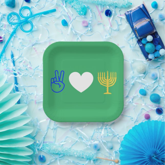 Peace Love & Hanukkah Paper Plate (Party)