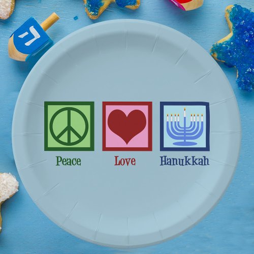Peace Love Hanukkah Paper Plates