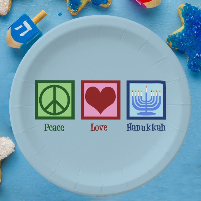 Peace Love Hanukkah Paper Plates (Creator Uploaded)