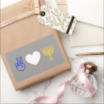 Peace Love & Hanukkah Sticker<br><div class="desc">Peace Love & Hanukkah. Change the background color to make it your own!</div>