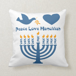 Peace Love Hanukkah Throw Pillow