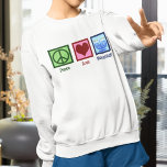Peace Love Hanukkah Women's Sweatshirt<br><div class="desc">Peace Love Hanukkah women's sweatshirt for a Jewish woman who likes to celebrate Chanukah. A pretty peace sign,  heart,  and a beautiful menorah.</div>