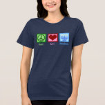 Peace Love Hanukkah Women's Tri-Blend Shirt<br><div class="desc">Peace Love Hanukkah women's t-shirt for a Jewish person who likes to celebrate Chanukah. A pretty peace sign,  heart,  and a beautiful menorah.</div>