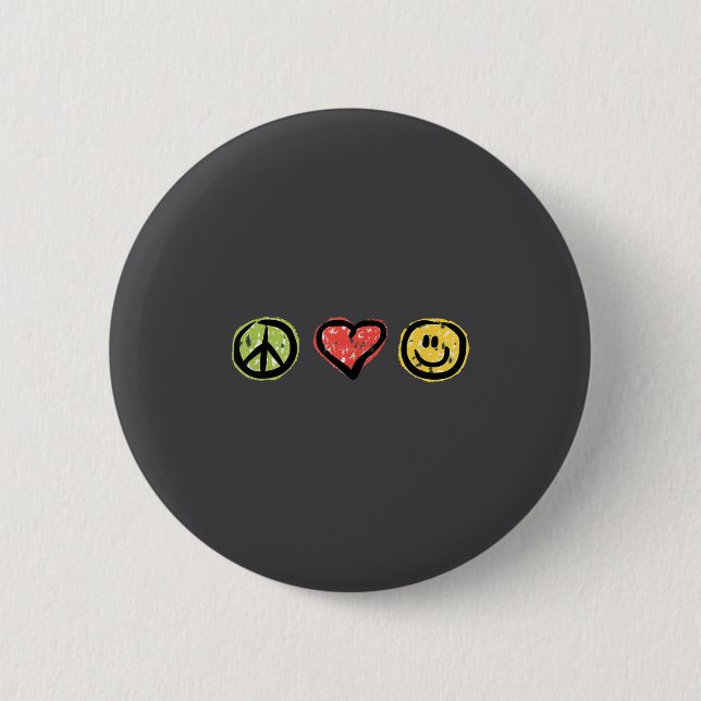 Peace Love Hapness Insrational Hipe Gift  Button (Front)