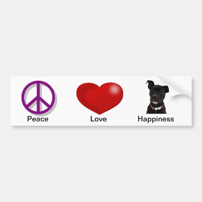 Peace Love Happiness Bumper Sticker (Front)
