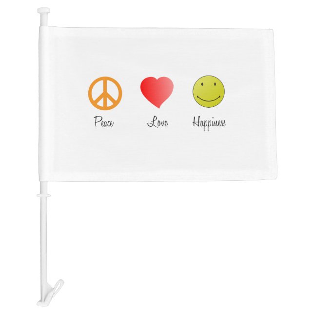 Peace Love Happiness Car Flag (Front)
