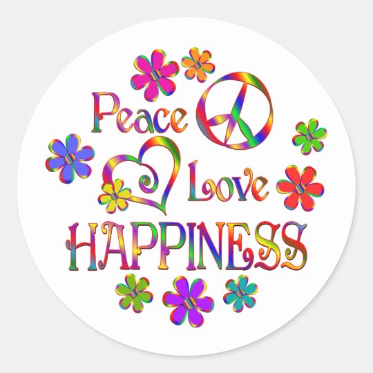 Peace Love Happiness Classic Round Sticker