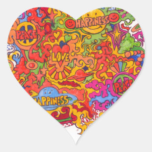 Peace, Love & Happiness Heart Sticker