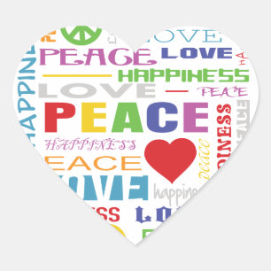 Peace Love Happiness Heart Sticker
