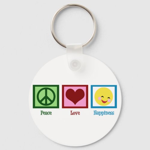 Peace Love Happiness Keychain