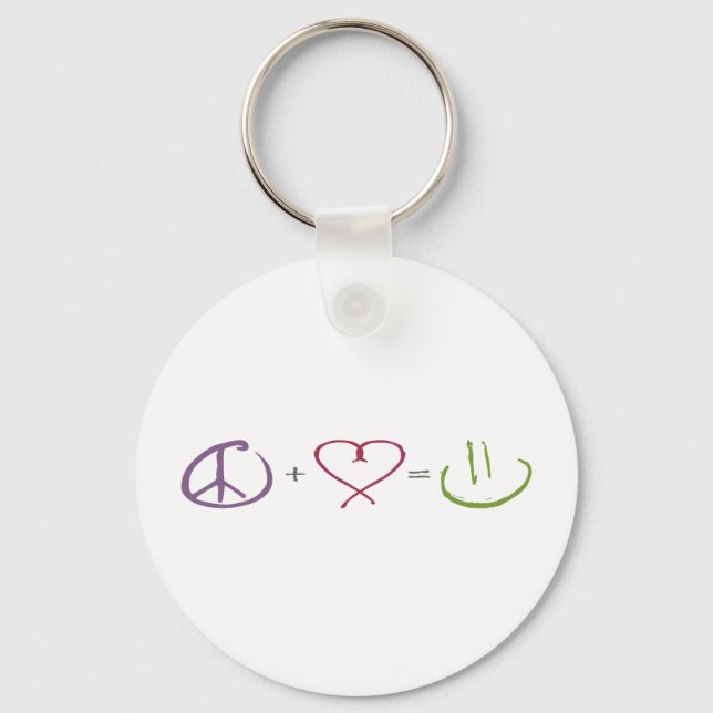 Peace + Love = Happiness Keychain (Front)