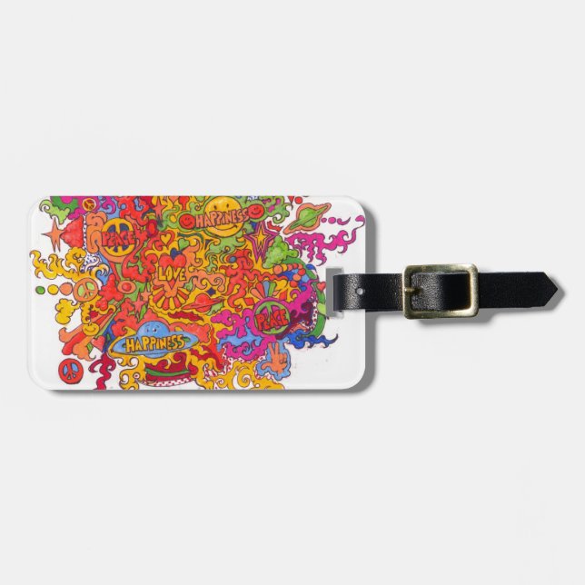 Peace, Love & Happiness Luggage Tag (Front Horizontal)