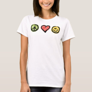 Peace Love Happiness Positive Message Symbols T-Shirt