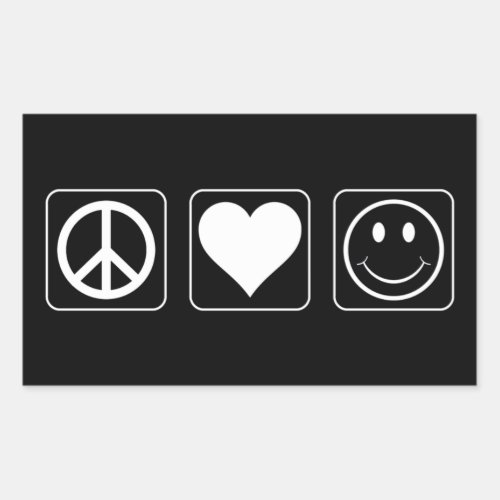 Peace Love Happiness Rectangular Sticker