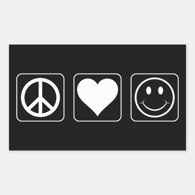 Peace Love Happiness Rectangular Sticker (Front)