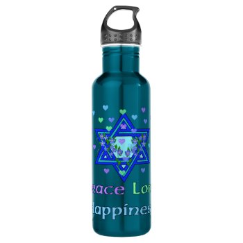 Peace Love Happiness Stainless Steel Water Bottle by orsobear at Zazzle