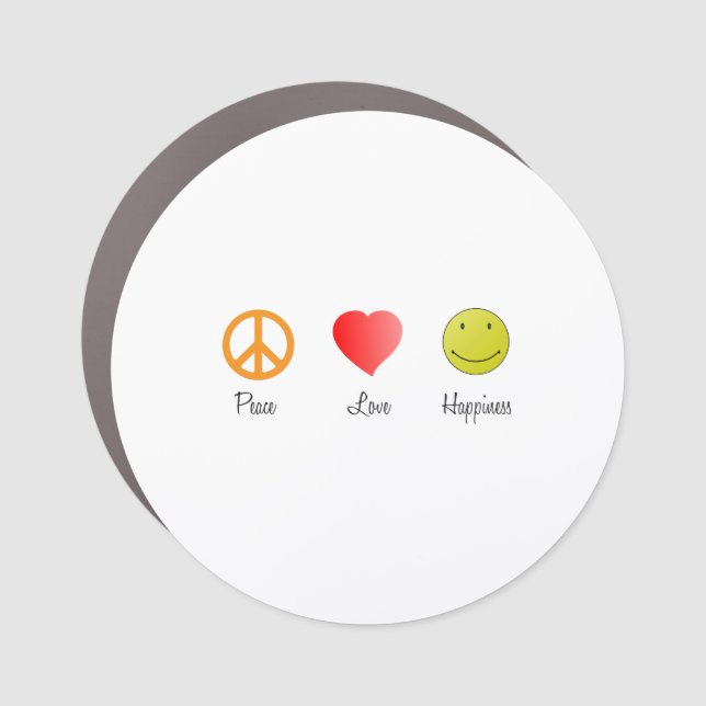 Peace Love Happiness Symbols Car Magnet (Front)