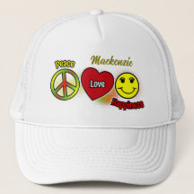 Peace Love Happiness Symbols with Name on YELLOW