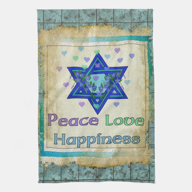 Peace Love Happiness Towel (Vertical)