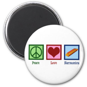 Peace Love Harmonica Cute Harmonicist Magnet