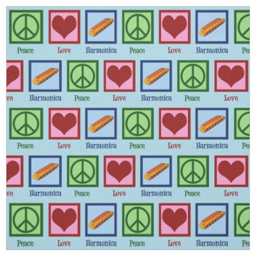 Peace Love Harmonica Fabric