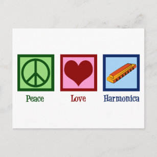 Peace Love Harmonica Postcard