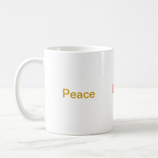 Peace Love Harmony gold red green Coffee Mug