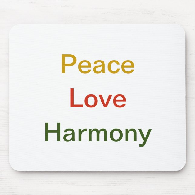 Peace love harmony gold red green mouse pad (Front)