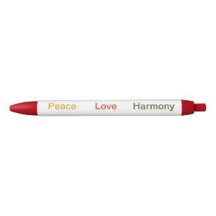 Peace Love Harmony gold red green Pen