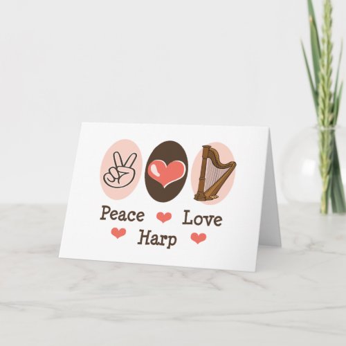 Peace Love Harp Blank Note Card