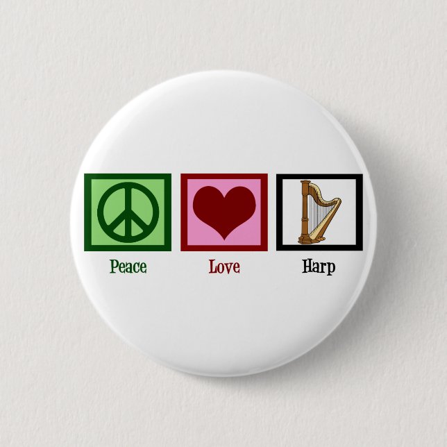 Peace Love Harp Button (Front)