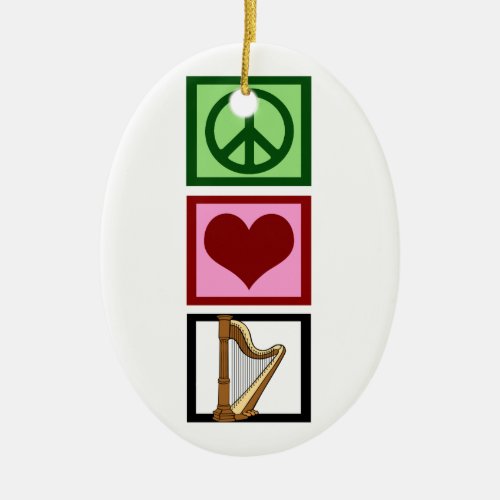 Peace Love Harp Ceramic Ornament