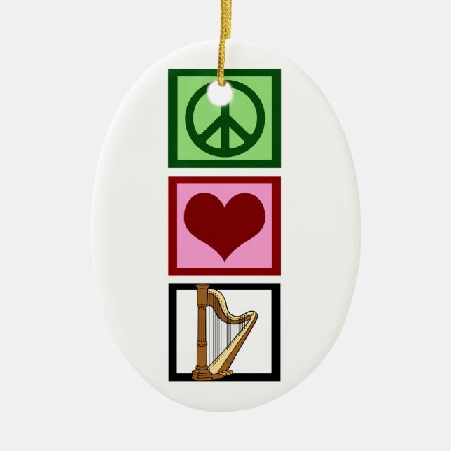 Peace Love Harp Ceramic Ornament (Front)