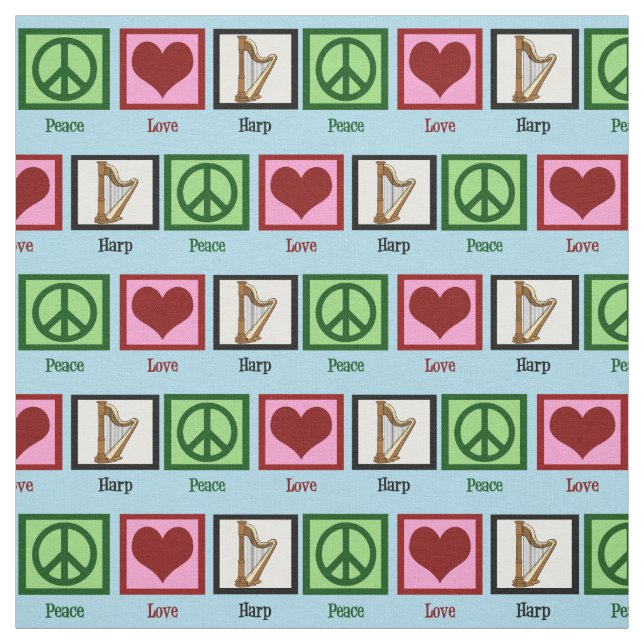 Peace Love Harp Fabric (Swatch)