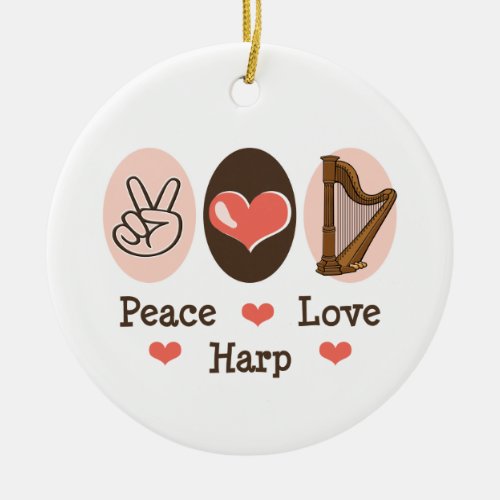 Peace Love Harp Ornament