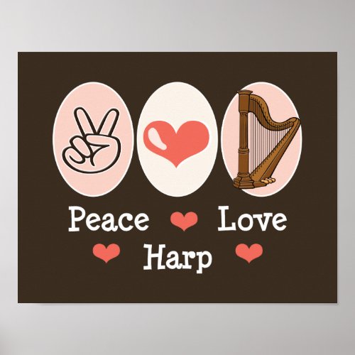 Peace Love Harp Poster