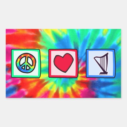 Peace Love Harps Rectangular Sticker