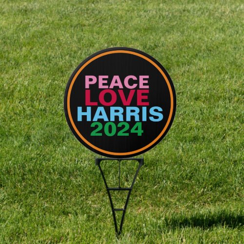 PEACE LOVE HARRIS 2023 Pink Red Blue Green Yard Sign