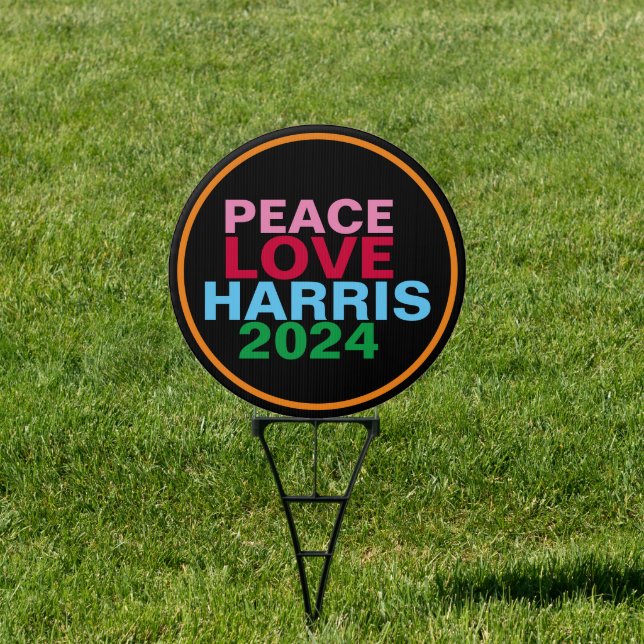 PEACE LOVE HARRIS 2023 Pink Red Blue Green Yard Sign (Insitu)