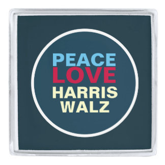 PEACE LOVE HARRIS WALZ Mod Silver Finish Lapel Pin
