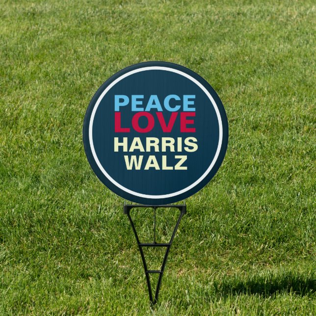 PEACE LOVE HARRIS WALZ Mod Yard Sign (Insitu)
