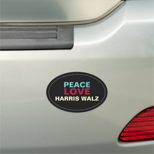 PEACE LOVE HARRIS WALZ Oval Car Magnet