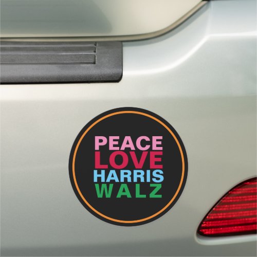 PEACE LOVE HARRIS WALZ Pink Red Blue Large Car Magnet