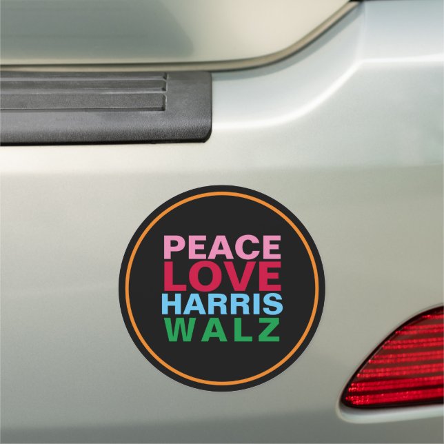 PEACE LOVE HARRIS WALZ Pink Red Blue Large Car Magnet (In Situ)